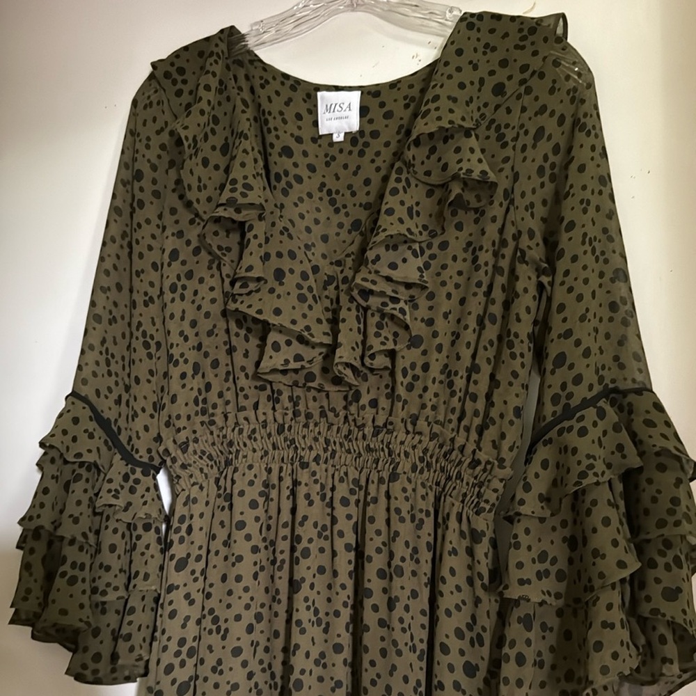 Women's Olive Ruffle Top